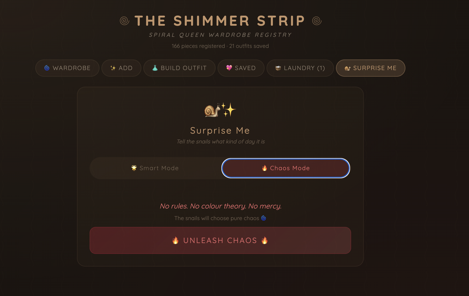 Chaos mode interface